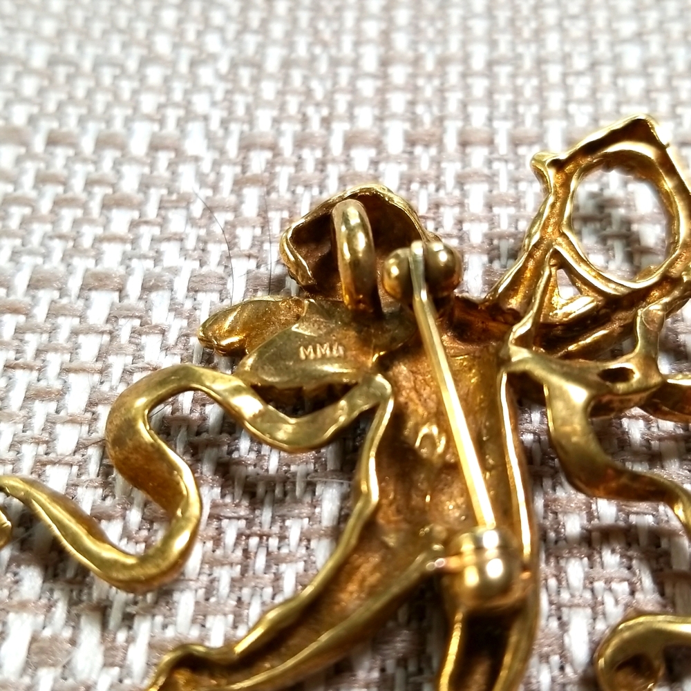 MMA RARE! 1982 Cherub Winged Angel Victorian Revival Gold-plated Brooch - Picture 8 of 11